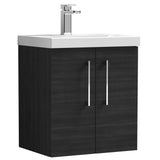 Nuie Arno 500mm Wall Hung 2 Door Vanity Unit & Basin Charcoal Black ARN621D