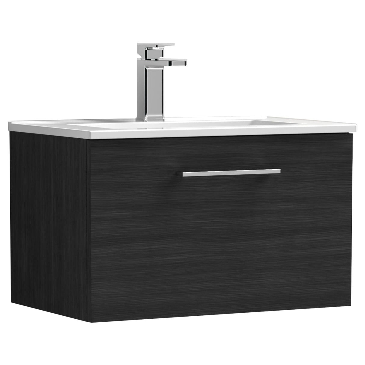 Nuie Arno 600mm Wall Hung 1 Drawer Vanity Unit & Basin Charcoal Black ARN622B