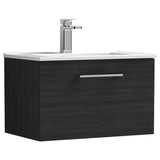 Nuie Arno 600mm Wall Hung 1 Drawer Vanity Unit & Basin Charcoal Black ARN622B
