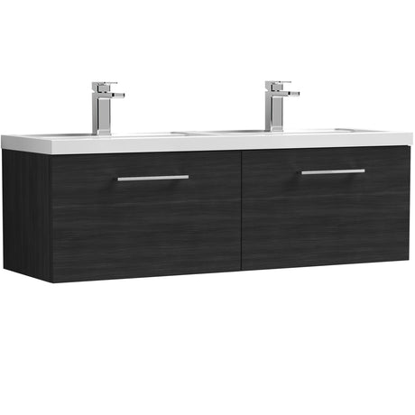 Nuie Arno 1200mm Wall Hung 2 Drawer Vanity Unit & Double Basin Charcoal Black ARN622F