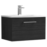 Nuie Arno 600mm Wall Hung 1 Drawer Vanity Unit & Basin Charcoal Black ARN622G