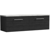 Nuie Arno 1200mm Wall Hung 2 Drawer Countertop Vanity Unit Charcoal Black ARN622LBG2