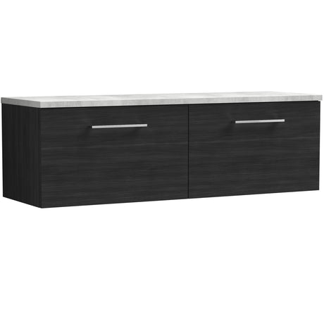Nuie Arno 1200mm Wall Hung 2 Drawer Countertop Vanity Unit Charcoal Black ARN622LBG2