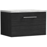 Nuie Arno 600mm Wall Hung 1 Drawer Countertop Vanity Unit Charcoal Black ARN622LBG