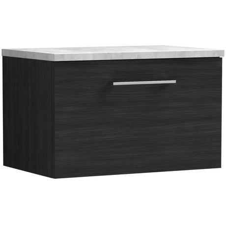 Nuie Arno 600mm Wall Hung 1 Drawer Countertop Vanity Unit Charcoal Black ARN622LBG