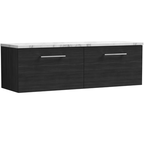 Nuie Arno 1200mm Wall Hung 2 Drawer Countertop Vanity Unit Charcoal Black ARN622LCM2