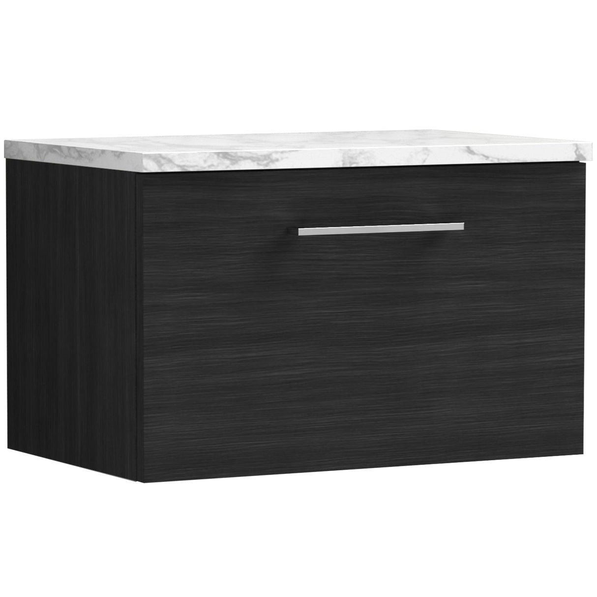 Nuie Arno 600mm Wall Hung 1 Drawer Countertop Vanity Unit Charcoal Black ARN622LCM