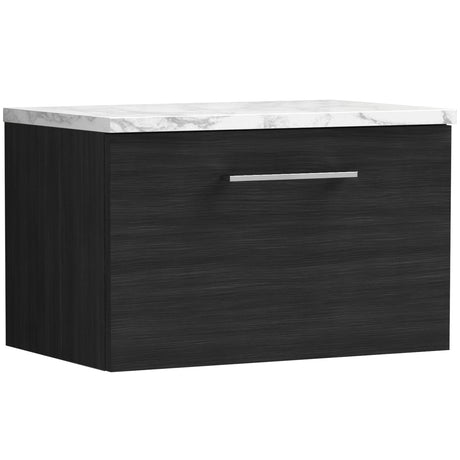 Nuie Arno 600mm Wall Hung 1 Drawer Countertop Vanity Unit Charcoal Black ARN622LCM