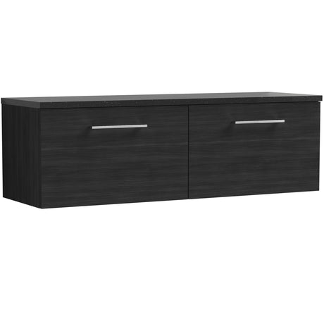 Nuie Arno 1200mm Wall Hung 2 Drawer Countertop Vanity Unit Charcoal Black ARN622LSB2