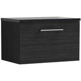 Nuie Arno 600mm Wall Hung 1 Drawer Countertop Vanity Unit Charcoal Black ARN622LSB