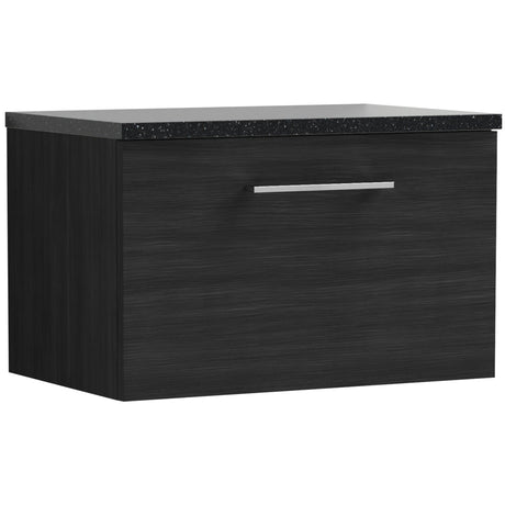 Nuie Arno 600mm Wall Hung 1 Drawer Countertop Vanity Unit Charcoal Black ARN622LSB