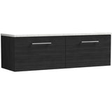 Nuie Arno 1200mm Wall Hung 2 Drawer Countertop Vanity Unit Charcoal Black ARN622LSW2