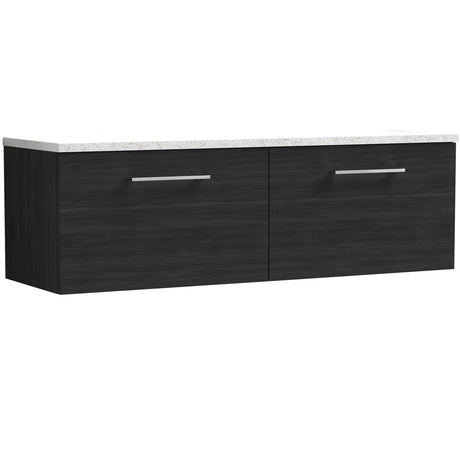 Nuie Arno 1200mm Wall Hung 2 Drawer Countertop Vanity Unit Charcoal Black ARN622LSW2