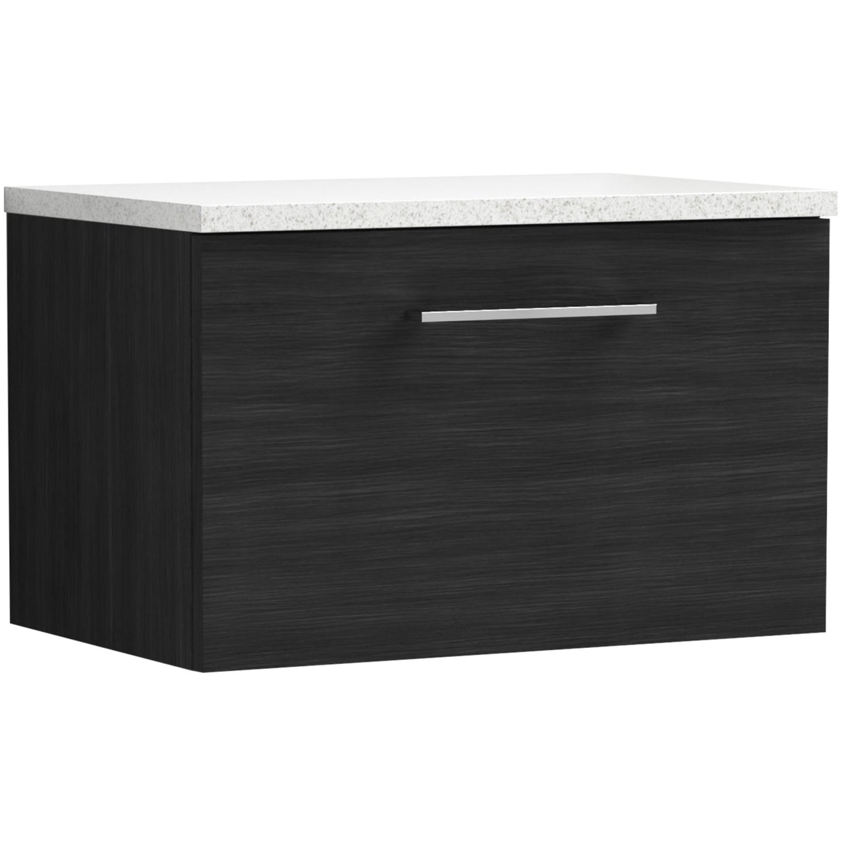 Nuie Arno 600mm Wall Hung 1 Drawer Countertop Vanity Unit Charcoal Black ARN622LSW