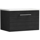 Nuie Arno 600mm Wall Hung 1 Drawer Countertop Vanity Unit Charcoal Black ARN622LSW