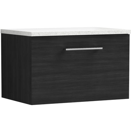 Nuie Arno 600mm Wall Hung 1 Drawer Countertop Vanity Unit Charcoal Black ARN622LSW