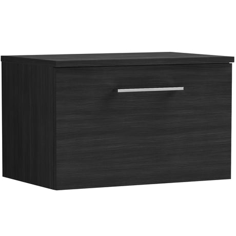 Nuie Arno 600mm Wall Hung 1 Drawer Countertop Vanity Unit Charcoal Black ARN622W