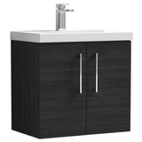Nuie Arno 600mm Wall Hung 2 Door Vanity Unit & Basin Charcoal Black ARN623A