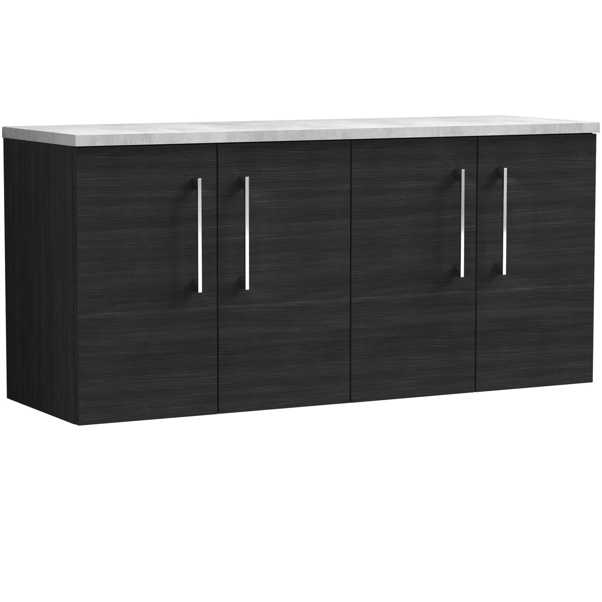 Nuie Arno 1200mm Wall Hung 4 Door Countertop Vanity Unit Charcoal Black ARN623LBG2