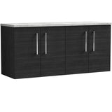 Nuie Arno 1200mm Wall Hung 4 Door Countertop Vanity Unit Charcoal Black ARN623LBG2