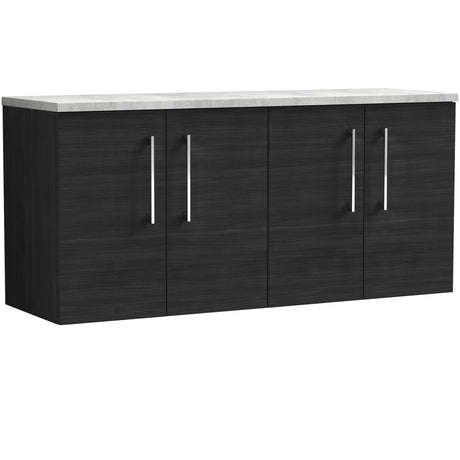 Nuie Arno 1200mm Wall Hung 4 Door Countertop Vanity Unit Charcoal Black ARN623LBG2