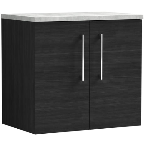 Nuie Arno 600mm Wall Hung 2 Door Countertop Vanity Unit Charcoal Black ARN623LBG