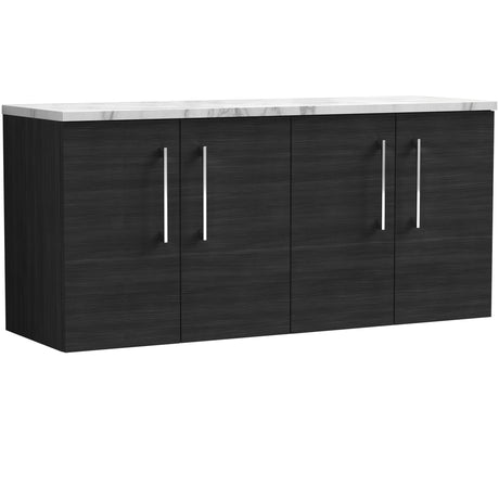Nuie Arno 1200mm Wall Hung 4 Door Countertop Vanity Unit Charcoal Black ARN623LCM2