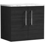 Nuie Arno 600mm Wall Hung 2 Door Countertop Vanity Unit Charcoal Black ARN623LCM