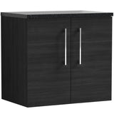 Nuie Arno 600mm Wall Hung 2 Door Countertop Vanity Unit Charcoal Black ARN623LSB