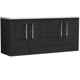 Nuie Arno 1200mm Wall Hung 4 Door Countertop Vanity Unit Charcoal Black ARN623LSW2
