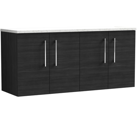 Nuie Arno 1200mm Wall Hung 4 Door Countertop Vanity Unit Charcoal Black ARN623LSW2
