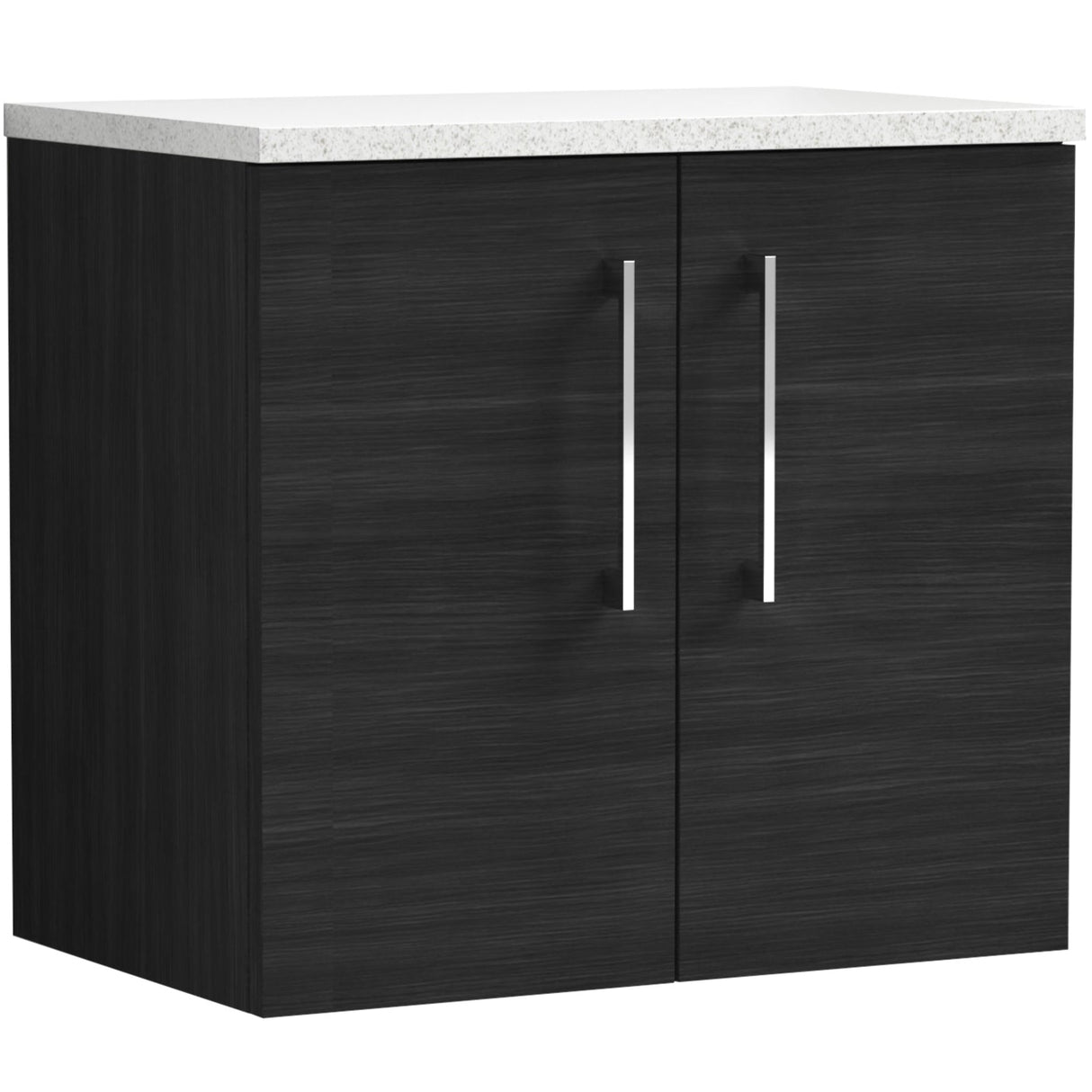 Nuie Arno 600mm Wall Hung 2 Door Countertop Vanity Unit Charcoal Black ARN623LSW