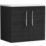 Nuie Arno 600mm Wall Hung 2 Door Countertop Vanity Unit Charcoal Black ARN623LSW