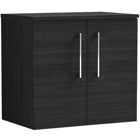 Nuie Arno 600mm Wall Hung 2 Door Countertop Vanity Unit Charcoal Black ARN623W
