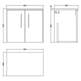 Nuie Arno 600mm Wall Hung 2 Door Countertop Vanity Unit Charcoal Black ARN623W LD