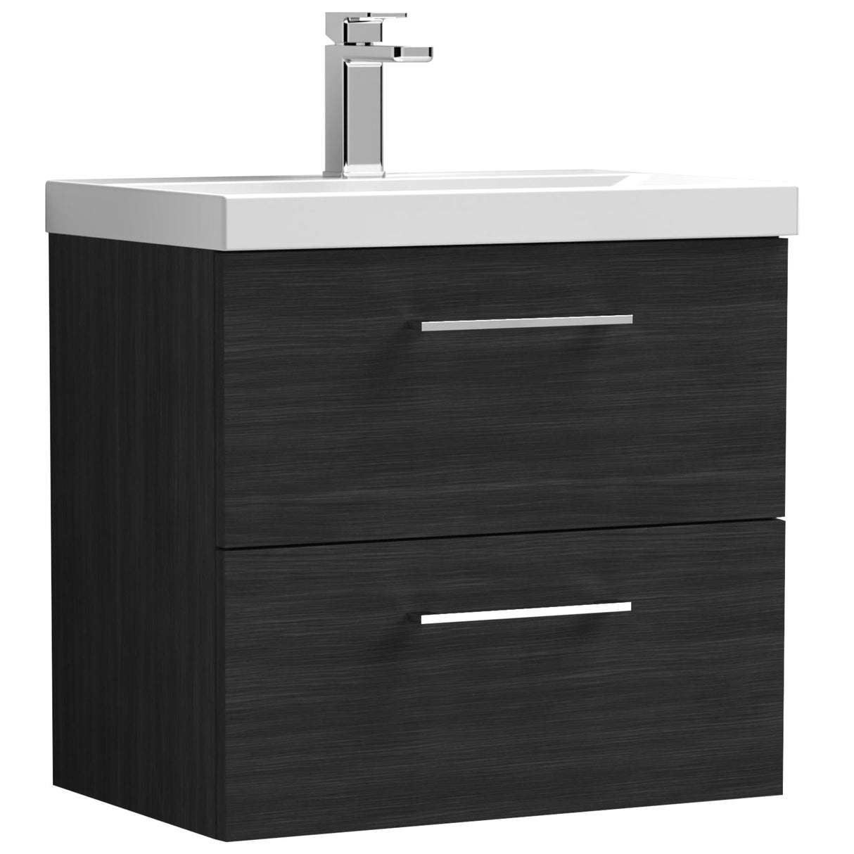 Nuie Arno 600mm Wall Hung 2 Drawer Vanity Unit & Basin Charcoal Black ARN624A