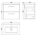 Nuie Arno 600mm Wall Hung 2 Drawer Vanity Unit & Basin Charcoal Black ARN624B LD