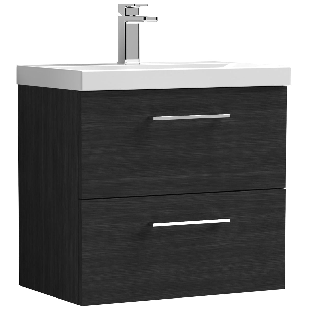 Nuie Arno 600mm Wall Hung 2 Drawer Vanity Unit & Basin Charcoal Black ARN624D