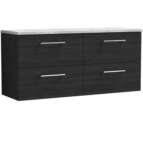 Nuie Arno 1200mm Wall Hung 4 Drawer Countertop Vanity Unit Charcoal Black ARN624LBG2