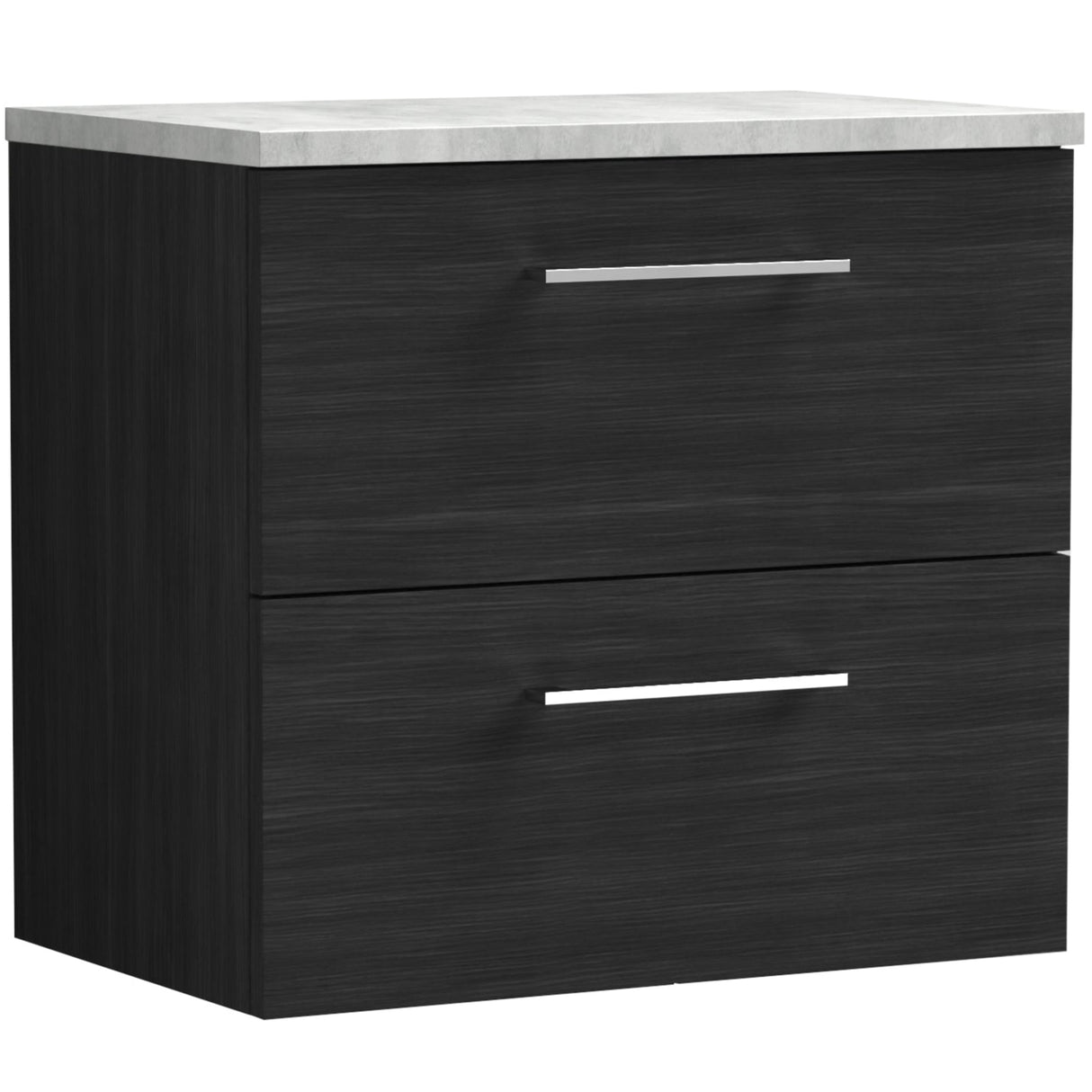 Nuie Arno 600mm Wall Hung 2 Drawer Countertop Vanity Unit Charcoal Black ARN624LBG