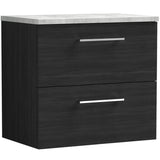 Nuie Arno 600mm Wall Hung 2 Drawer Countertop Vanity Unit Charcoal Black ARN624LBG