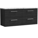 Nuie Arno 1200mm Wall Hung 4 Drawer Countertop Vanity Unit Charcoal Black ARN624LCM2