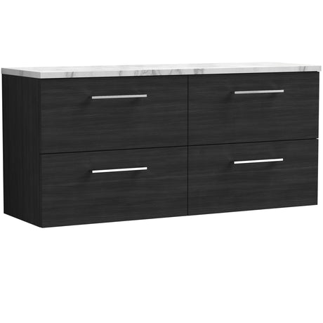 Nuie Arno 1200mm Wall Hung 4 Drawer Countertop Vanity Unit Charcoal Black ARN624LCM2