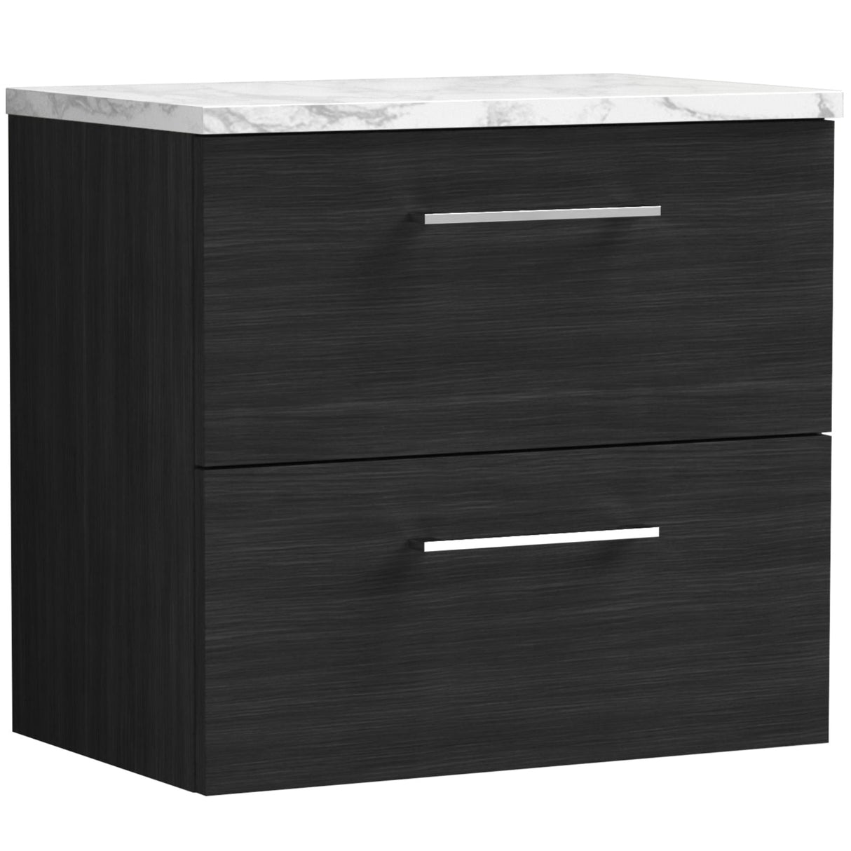 Nuie Arno 600mm Wall Hung 2 Drawer Countertop Vanity Unit Charcoal Black ARN624LCM