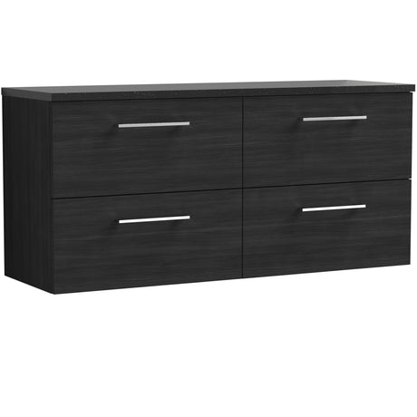 Nuie Arno 1200mm Wall Hung 4 Drawer Countertop Vanity Unit Charcoal Black ARN624LSB2