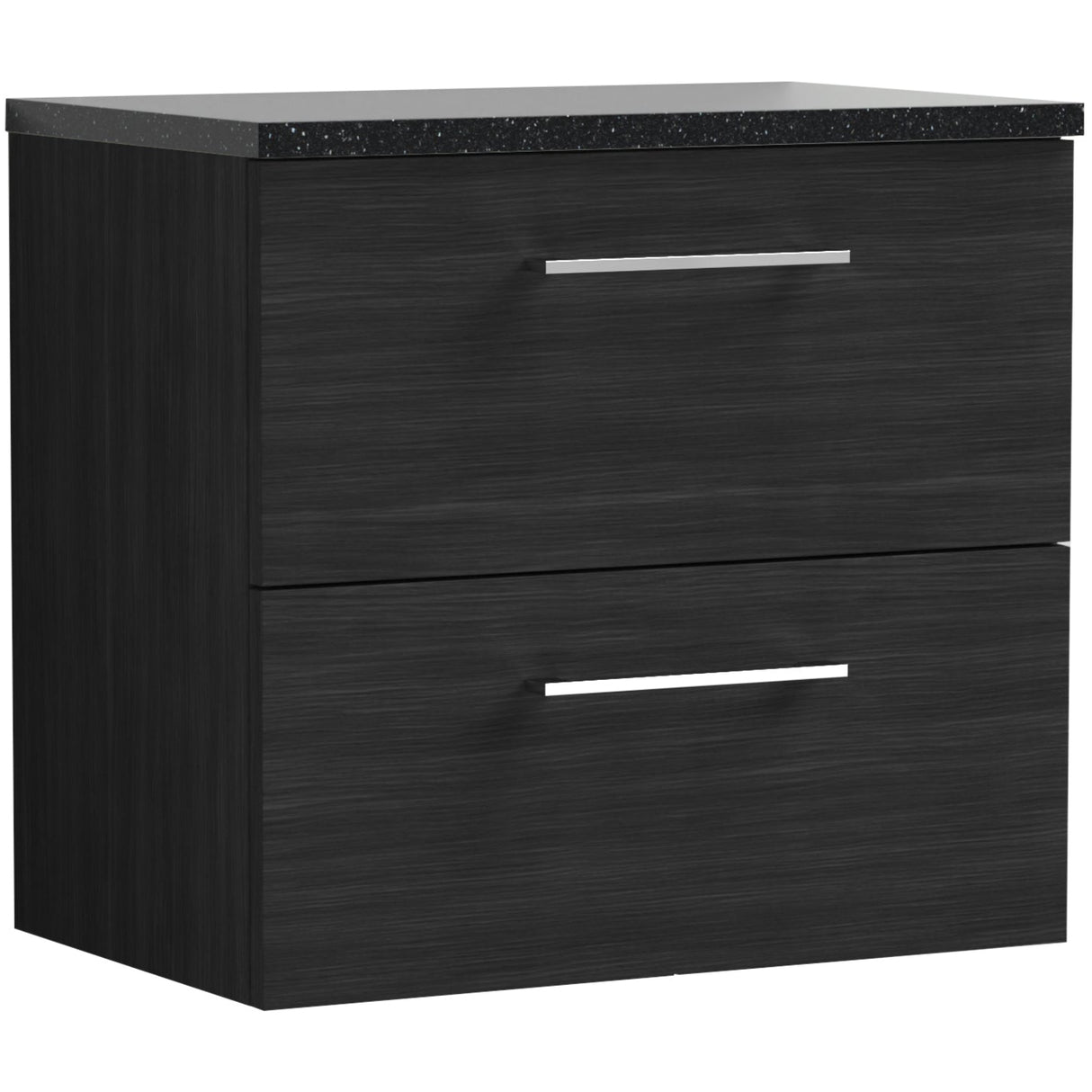 Nuie Arno 600mm Wall Hung 2 Drawer Countertop Vanity Unit Charcoal Black ARN624LSB