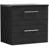 Nuie Arno 600mm Wall Hung 2 Drawer Countertop Vanity Unit Charcoal Black ARN624LSB