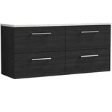 Nuie Arno 1200mm Wall Hung 4 Drawer Countertop Vanity Unit Charcoal Black ARN624LSW2