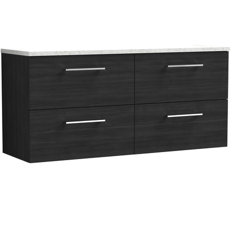 Nuie Arno 1200mm Wall Hung 4 Drawer Countertop Vanity Unit Charcoal Black ARN624LSW2