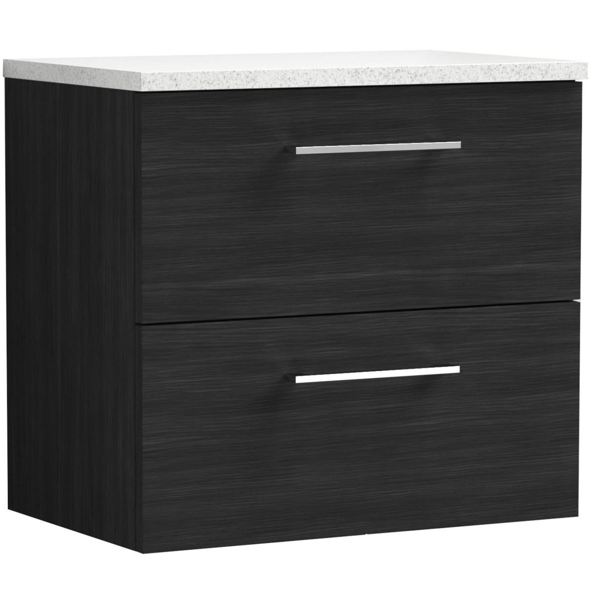 Nuie Arno 600mm Wall Hung 2 Drawer Countertop Vanity Unit Charcoal Black ARN624LSW